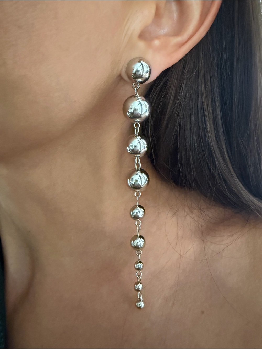 Silver Multi-Bead Drop Earrings - Women Jewelry